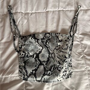 Princess Polly Black and White Snake Print Crop Top